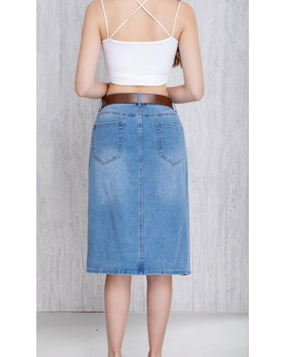 Falda denim con cinturón