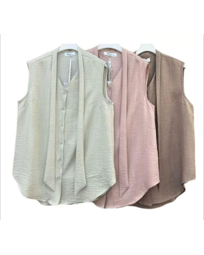 Blusa sin mangas con lazada al cuello