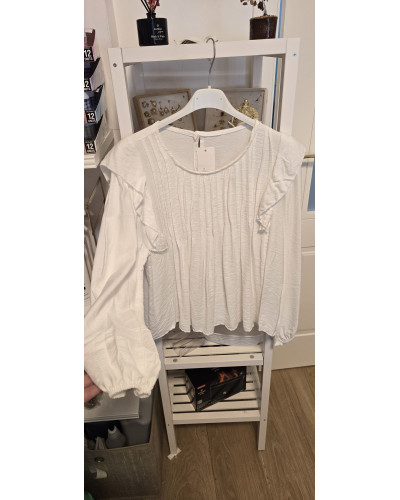 Blusa blanca plisada
