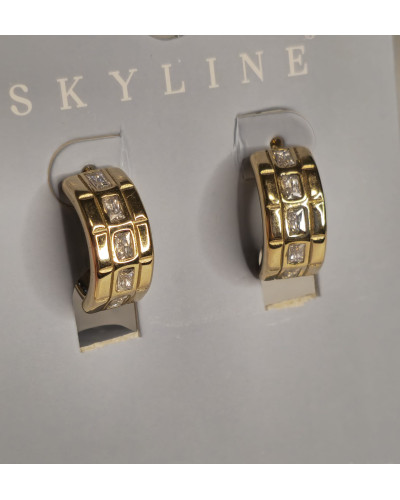 Pendientes Cubic acero dorado
