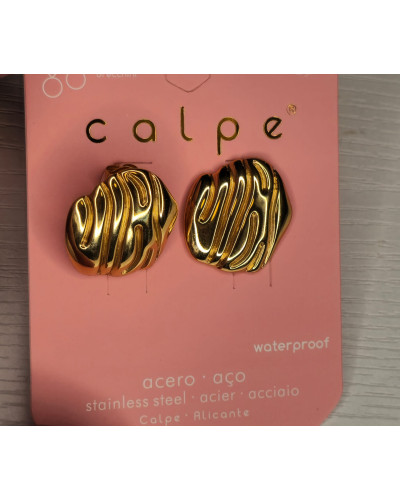 Pendientes relieve acero dorado