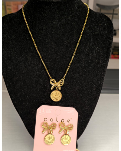 Conjunto lazo acero dorado