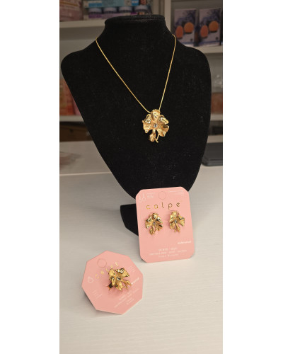 Conjunto hoja acero dorado