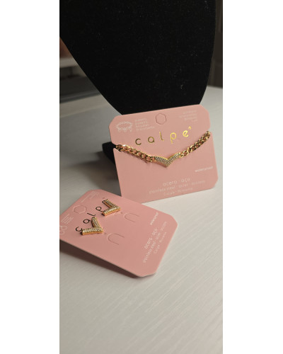 Conjunto V acero dorado
