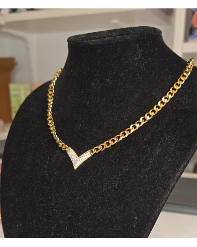 Conjunto V acero dorado
