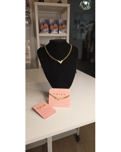 Conjunto V acero dorado