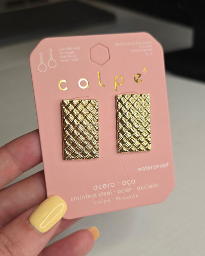 Pendientes Malla acero dorado