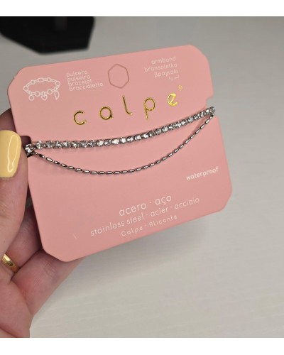 Pulsera doble acero plateado