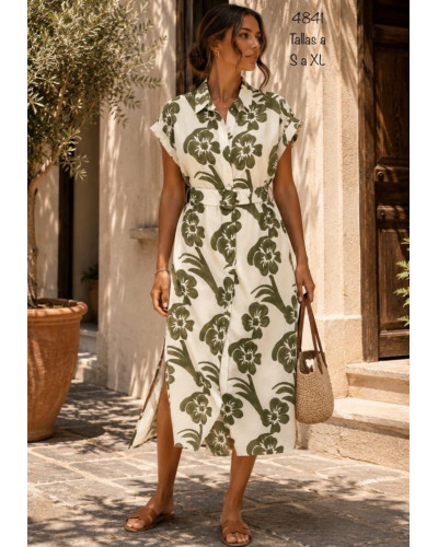 Vestido camisero Caqui
