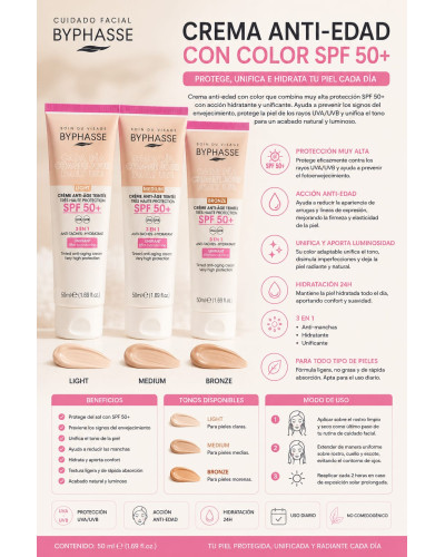 Crema anti-edad con color SPF 50+ BYPHASSE