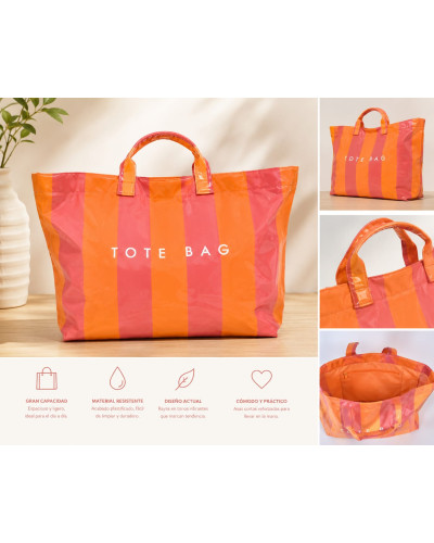 Bolso Tote Bag Coral y Naranja